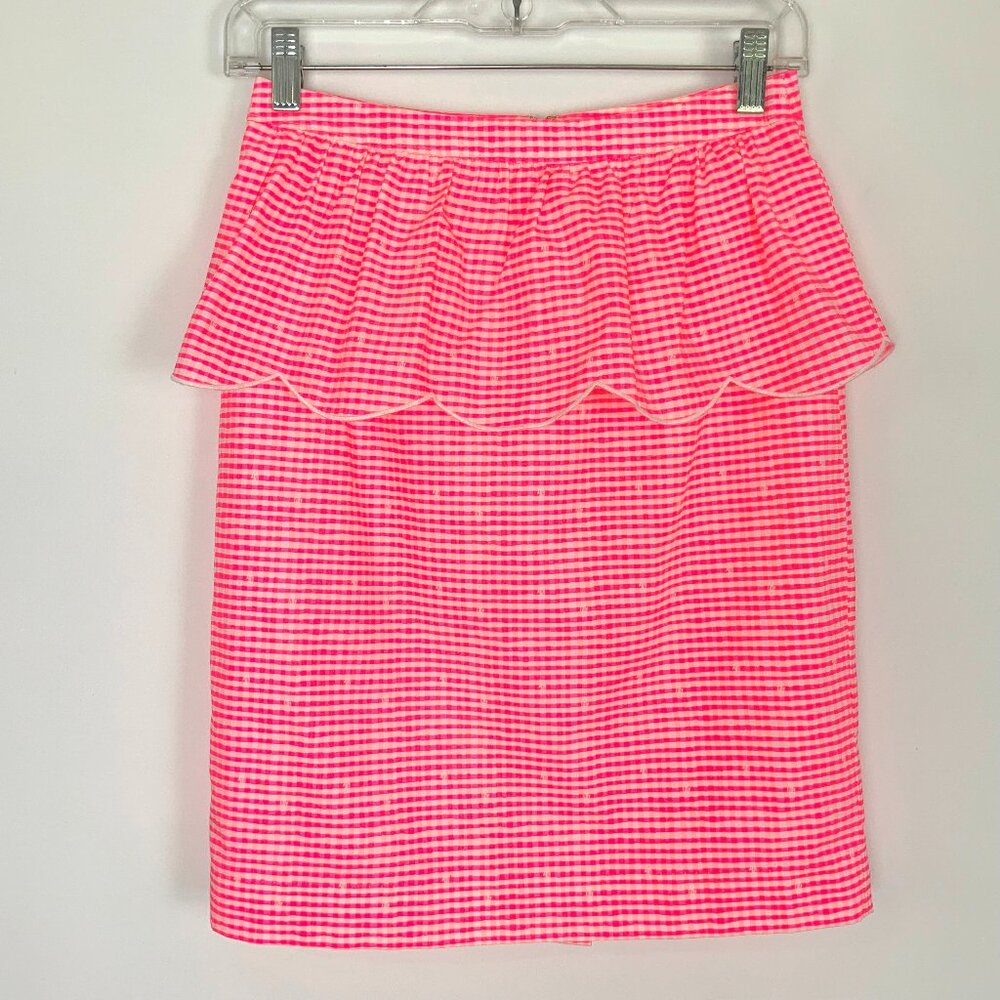 Lilly Pulitzer Thyme Scallop Peplum Gingham Skirt Fiesta Pretty Pink Size 2 - Picture 4 of 16